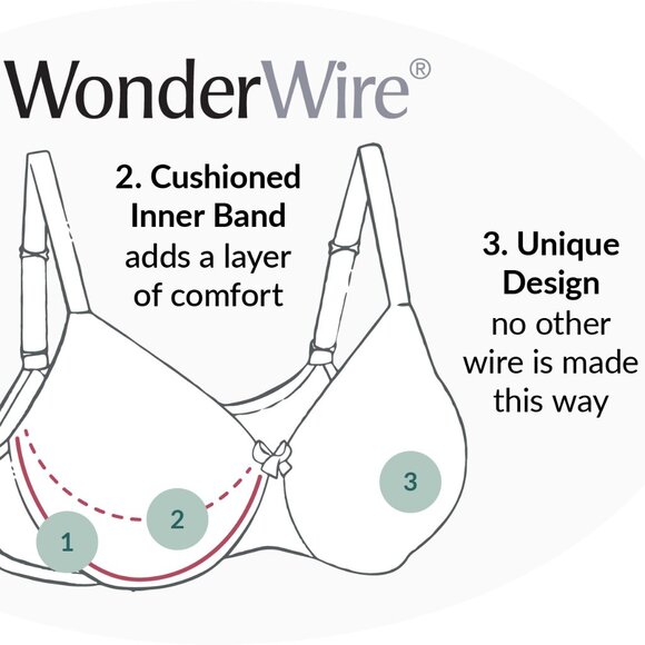 Glamorise 44D WONDERWIRE Bra Satin & Lace UNDERWIRE (FLEXI SIDE BONES) Blue NEW - Picture 15 of 16